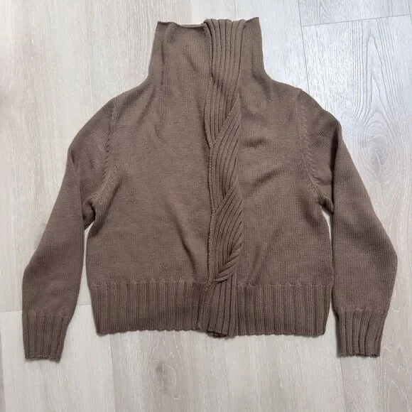 Crea Concept Asymmetric Twist Neck Sweater Sz 40 8 M Virgin Wool Blend Lagenlook - Picture 12 of 12